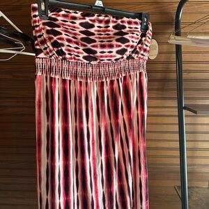Soma Voyage Black Red Pink Convertible Straps Dress - Size Large